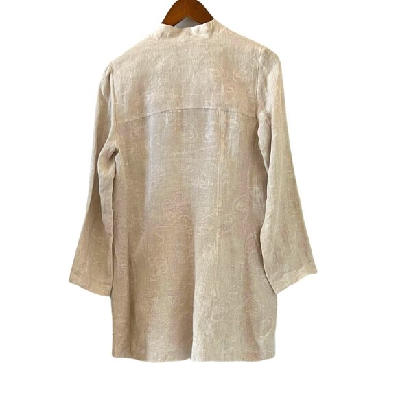 Eileen Fisher Linen Button Front Long Jacket In Tan Size SP - Picture 8 of 14